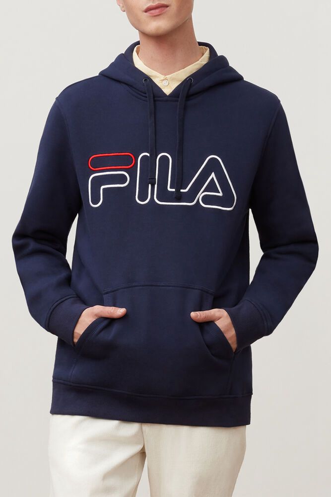 Fila Prati Hoodie Navy - Mens - 75294QYBR